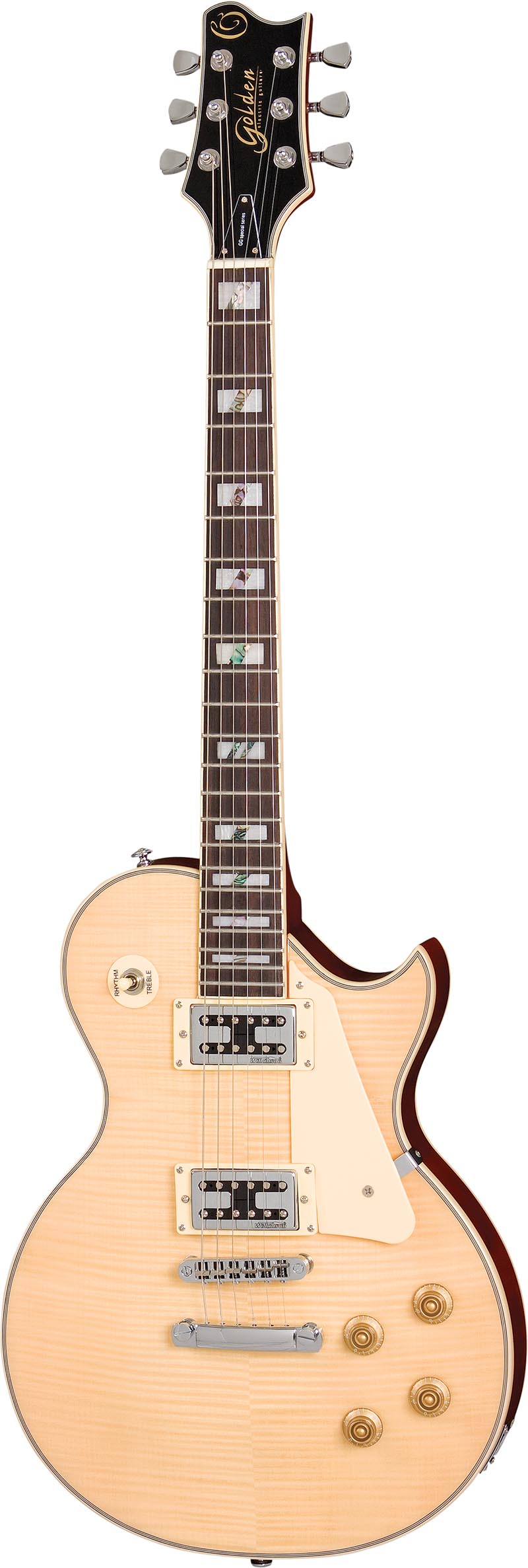 ggs500c guitarra eletrica lespaul tampo maple golden ggs500c nt natural visao frontal vertical