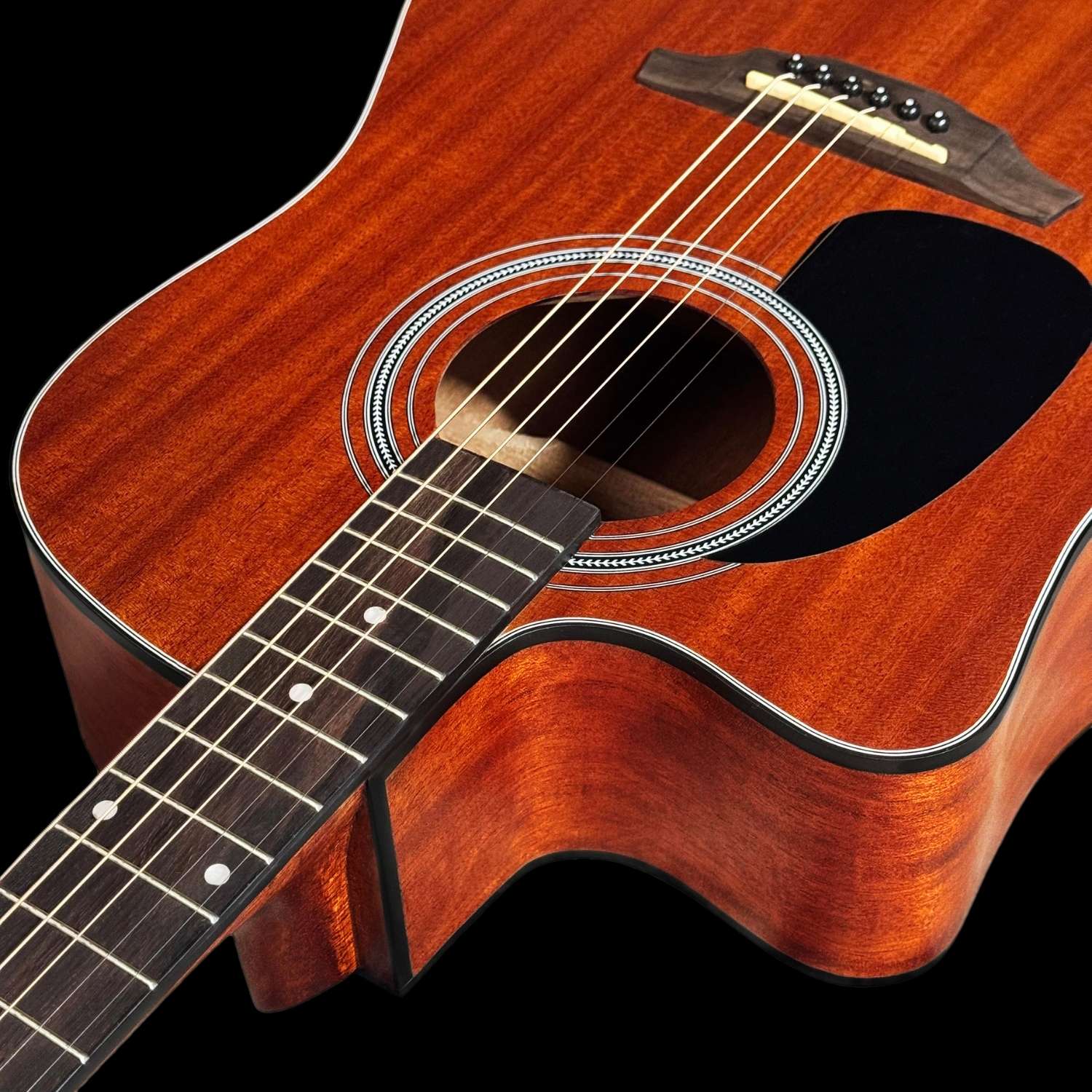 viol&atilde;o folk hofma eletroac&uacute;stico para canhotos hmf250 stnt lh detalhe tampo