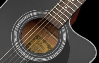 hmf250b-violao-folk-eletroacustico-tampo-preto-hofma-preto-natural-acetinado-detalhe09 violao folk eletroacústico hofma preto natural acetinado hmf250b stnt detalhe tampo e escala