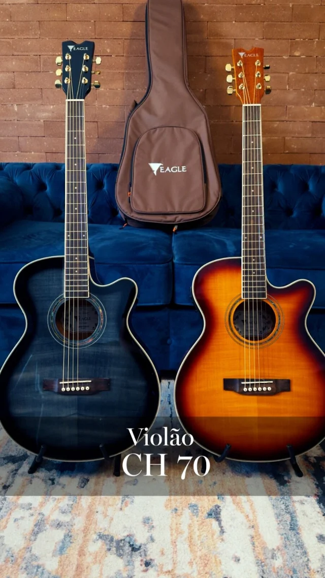 Som forte, presença e um visual que chama atenção. 😍  O CH70 da Eagle entrega ótima projeção, definição nas notas e conforto na hora de tocar, funcionando muito bem tanto desplugado quanto no palco.  Com pré amplificador completo e afinador embutido da Audisys, é um violão pronto para qualquer situação.  Disponível nos acabamentos Black Sunburst e Yellow Sunburst, para quem quer som e estilo no mesmo instrumento.  Se é pra tocar, que seja com presença. 😉  Eagle, asas para o seu talento! 🦅  #eagle #violaoeagle #eagleinstrumentos #instrumentosmusicais #violão