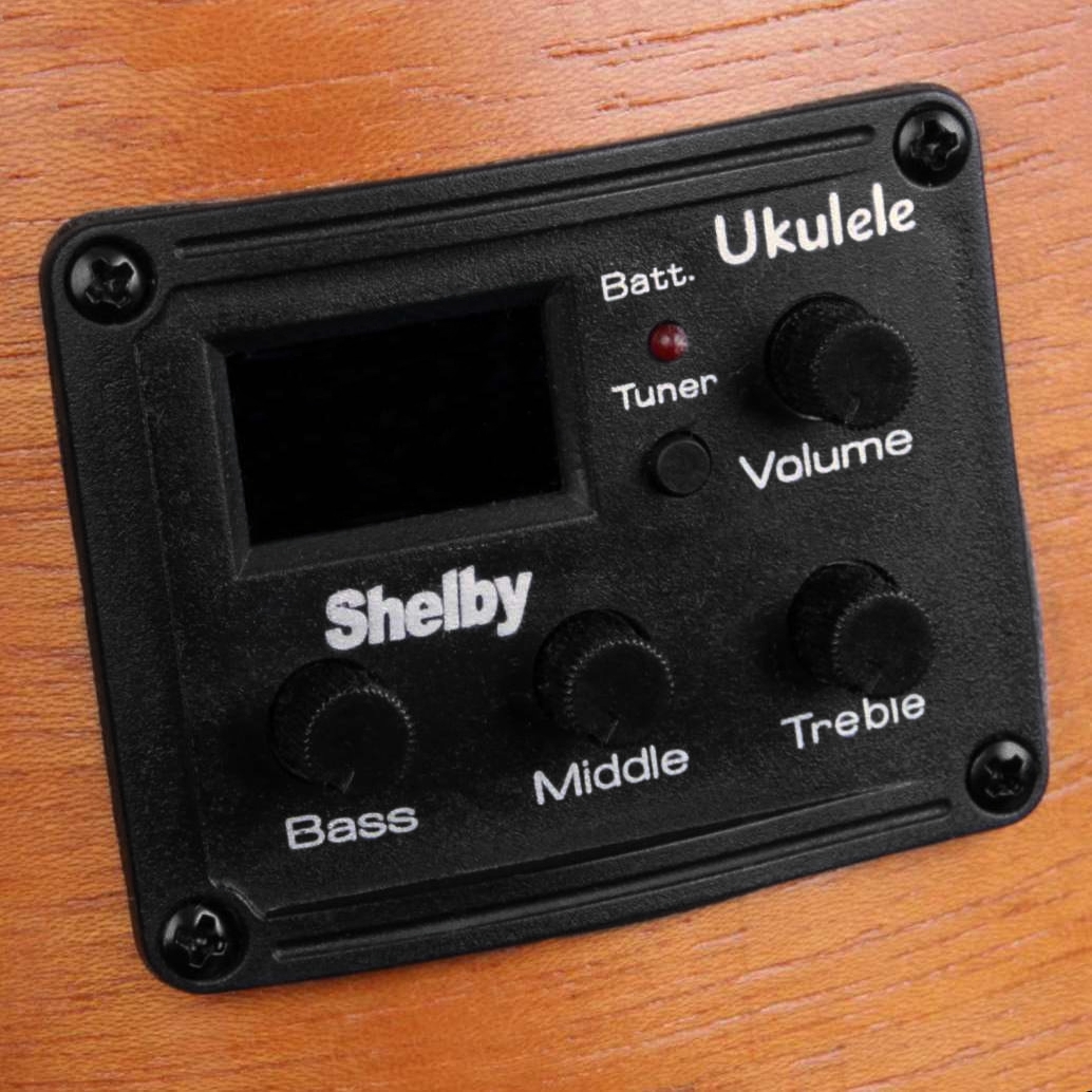 ukulele-shelby-afinador-cromatico equalizador ukulele Shelby, pré amplificador ukulele Shelby
