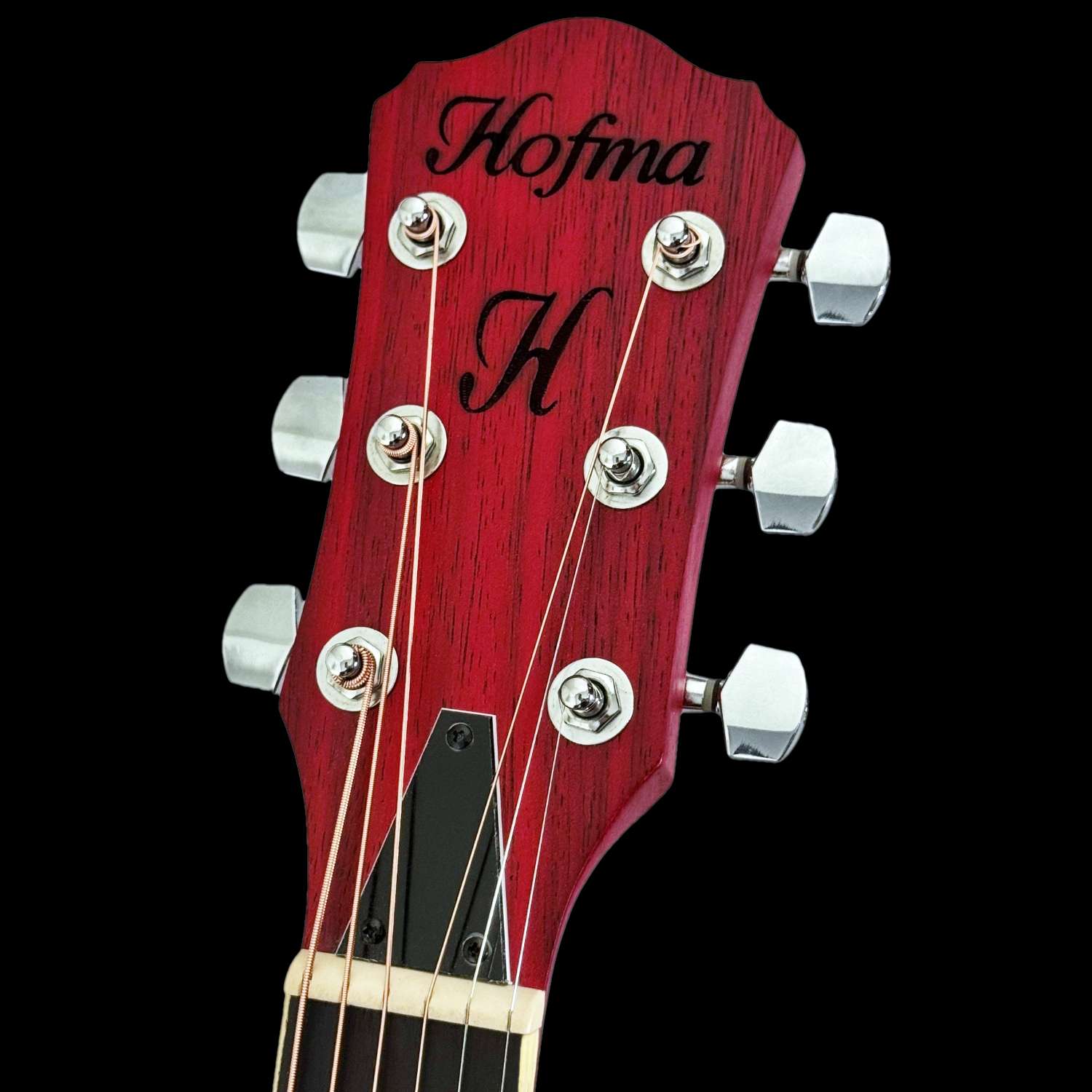 violao folk eletroacustico hofma hmf240 vermelho acetinado detalhe headstock