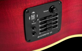 violao folk eletroacustico hofma hmf240 vermelho acetinado detalhe pr&eacute;-amplificador audisys