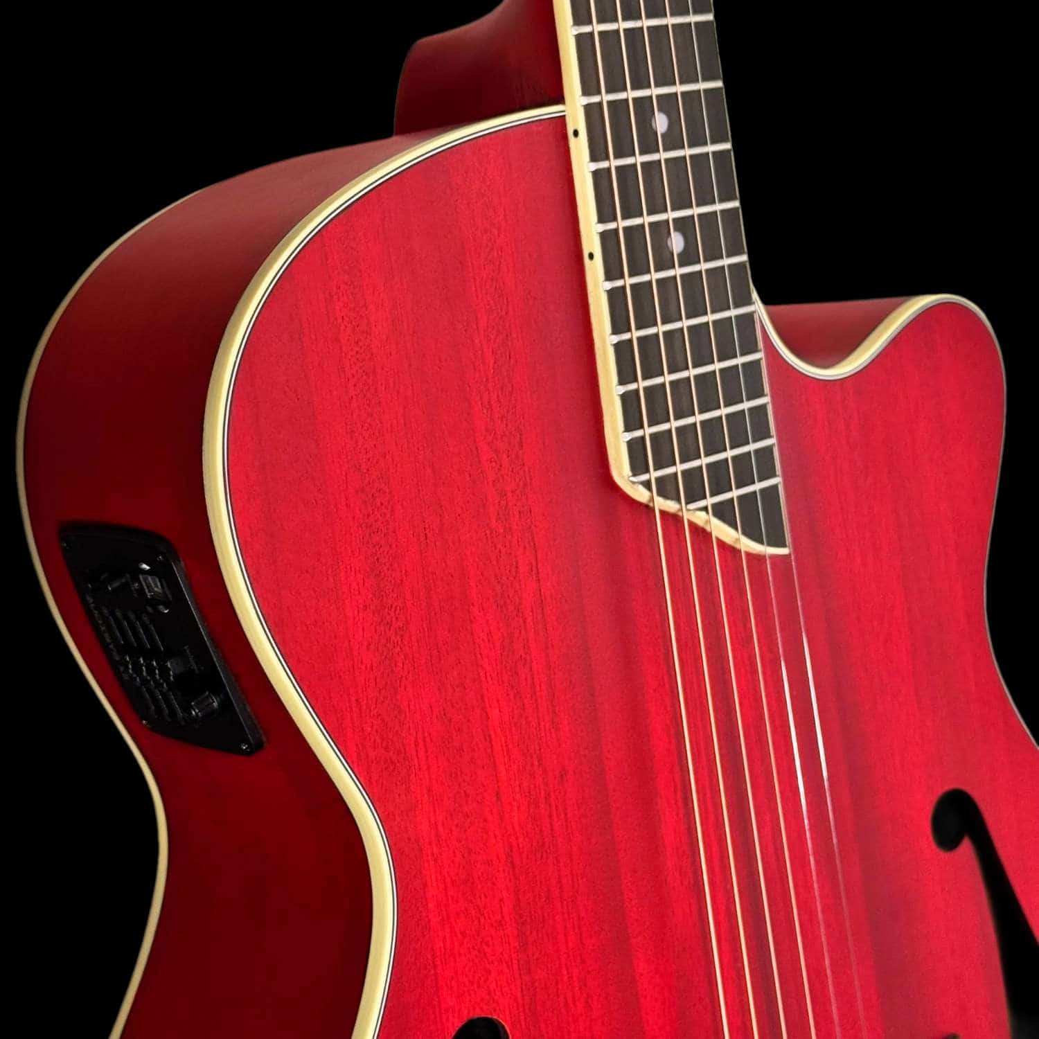violao folk eletroacustico hofma hmf240 vermelho acetinado detalhe corpo